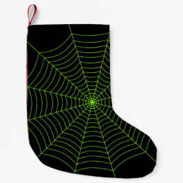 Black neon grönt spindelnät Halloween mönster Liten Julstrumpa