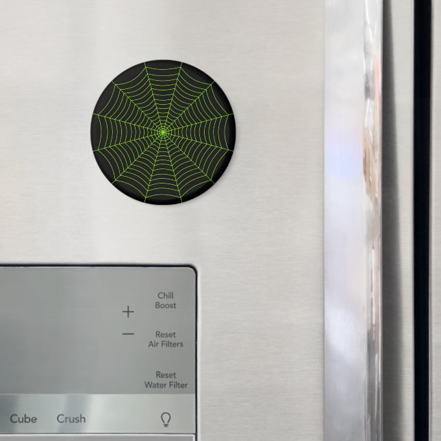 Black neon grönt spindelnät Halloween mönster Magnet (In Situ (Fridge))