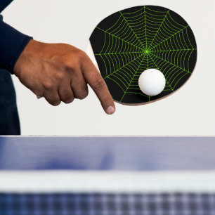 Black neon grönt spindelnät Halloween mönster Pingisracket