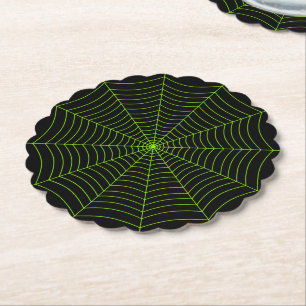 Black neon grönt spindelnät Halloween mönster Underlägg Papper