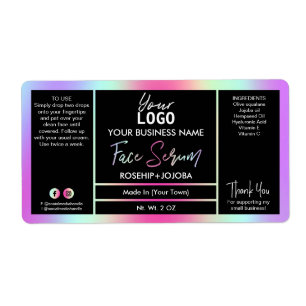 Black Neon Rainbow Ansikte Serum Label Fraktsedel