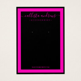 Black Neon Rosa Gräns Cursive Earring Visning Visitkort