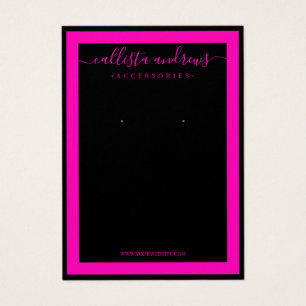 Black Neon Rosa Gräns Cursive Earring Visning Visitkort