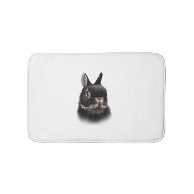 Black Netherlands Dwarf Rabbit Bust Women's Unisex Badrumsmatta (Framsidan)