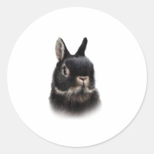 Black Netherlands Dwarf Rabbit Bust Women's Unisex Runt Klistermärke