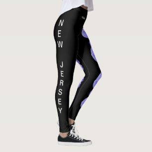 Black New jersey Violet State Flower Leggings