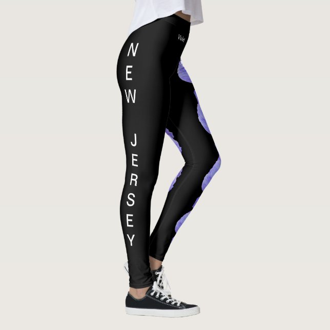 Black New jersey Violet State Flower Leggings (Höger)
