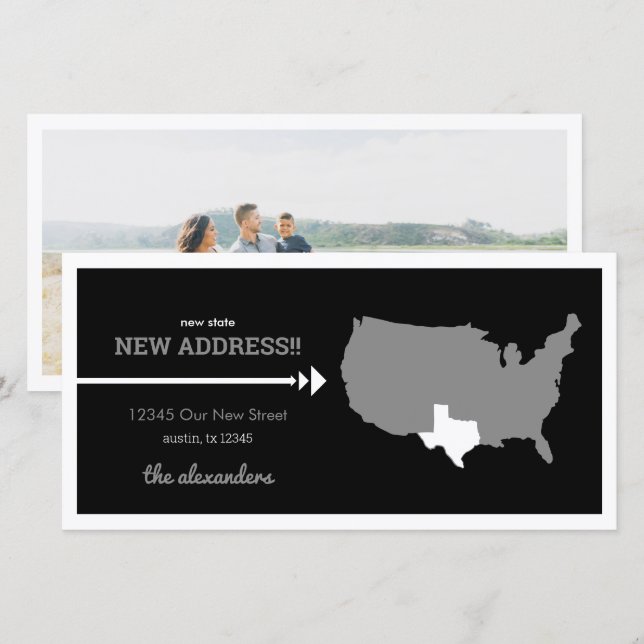 Black New State, Ny adress! Texas Flytta (Fram/baksida)