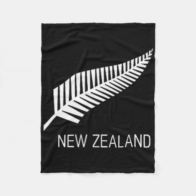 Black New Zealand Fern Shirt Mens Black Proud Kiwi Fleecefilt (Framsidan)
