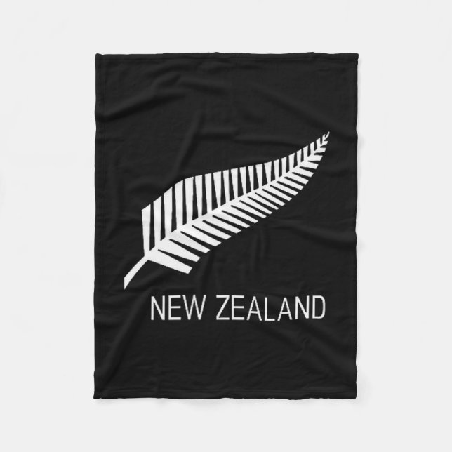 Black New Zealand Fern Shirt Mens Black Proud Kiwi Fleecefilt (Framsidan)
