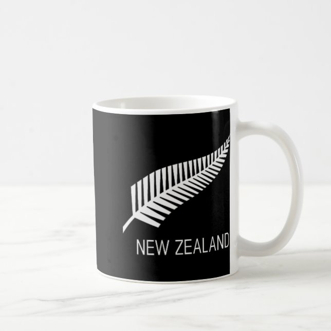 Black New Zealand Fern Shirt Mens Black Proud Kiwi Kaffemugg (Höger)