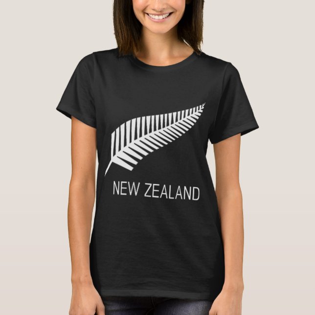 Black New Zealand Fern Shirt Mens Black Proud Kiwi T Shirt (Framsida)