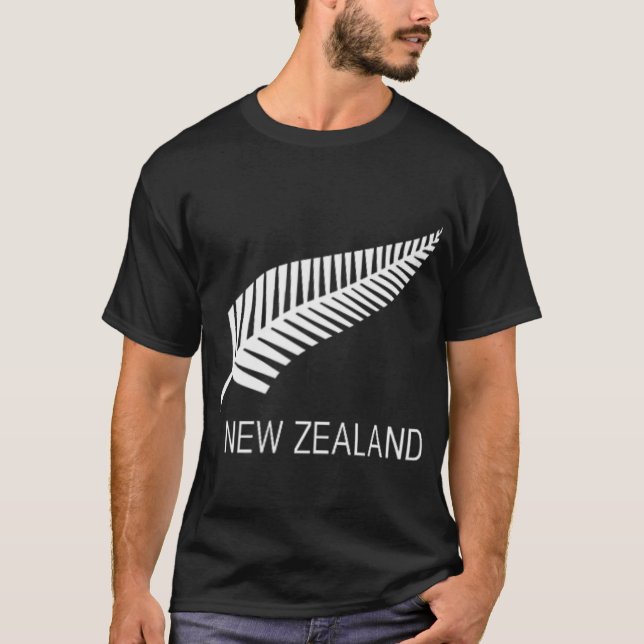 Black New Zealand Fern Shirt Mens Black Proud Kiwi T Shirt (Framsida)