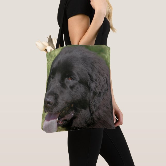 Black Newfoundland Hund Animal Tygkasse (Närbild)