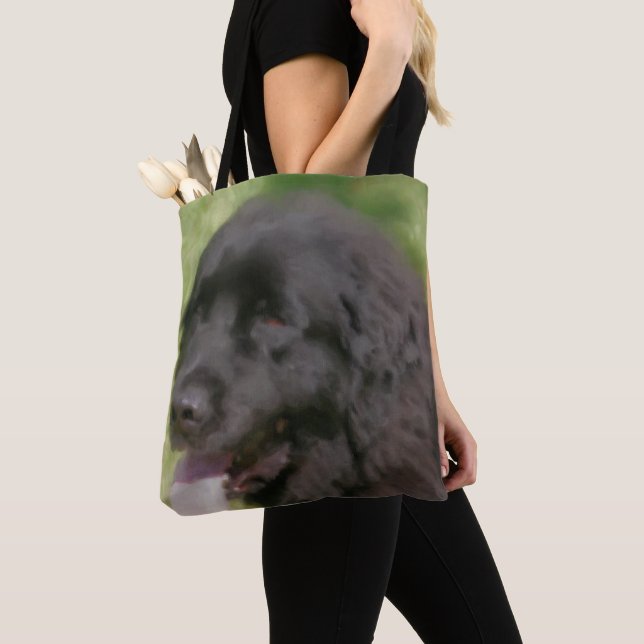 Black Newfoundland Hund Art Tygkasse (Närbild)