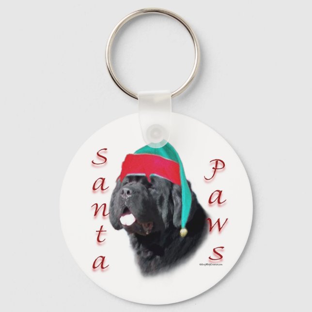 Black Newfoundland Santa Tassar Nyckelring (Framsida)