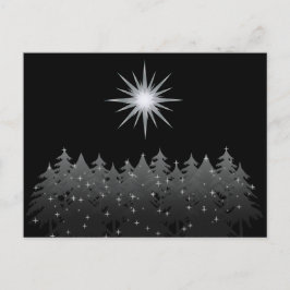 Black Night Himmel White Star Träd Modern jul Helg Vykort