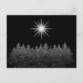 Black Night Himmel White Star Träd Modern jul Helg Vykort