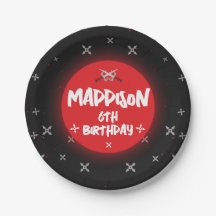 Black Ninja Födelsedagsfest Pappra Tallrikar