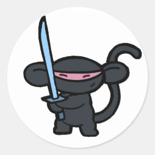 Black Ninja med Sword-No Ord Runt Klistermärke