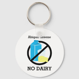Black No Dairy Allergy Alert Kids Personlig Nyckelring