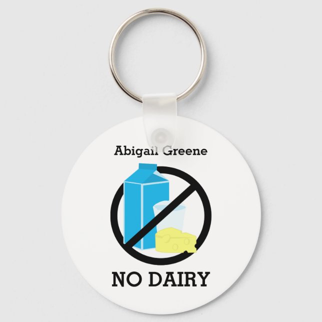 Black No Dairy Allergy Alert Kids Personlig Nyckelring (Framsida)