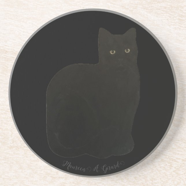 Black Noir Cat Kitten Kattdjur Pet Animal Familiar Underlägg (Framsidan)