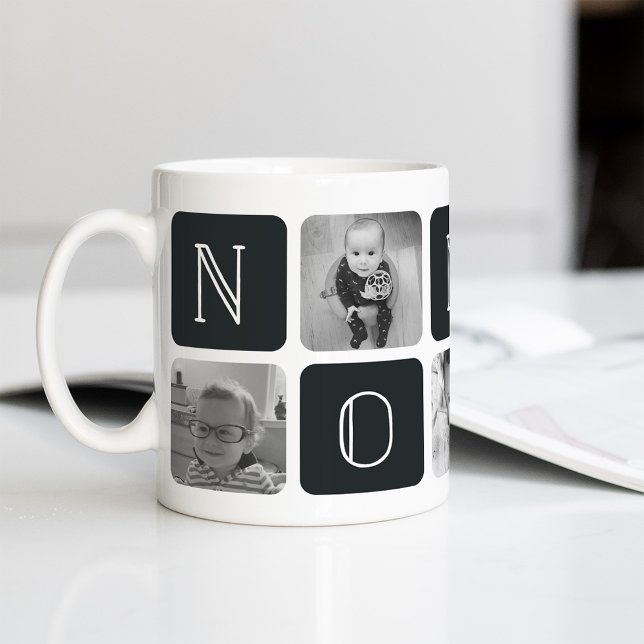 Bläck | NONNO Grandfather Photo Collage Kaffemugg (Skapare uppladdad)