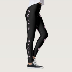 Black North Dakota State Flower Vild Ro Leggings