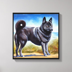 Black Norway Elkhound Hund Canvastryck