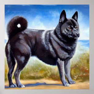 Black Norway Elkhound Hund Poster