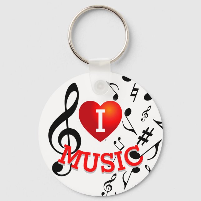 (BLACK NOTES) I Kärlek (Heart) Music Nyckelring (Framsida)