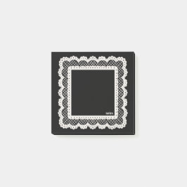 Black Notes with White Doily Trim Post-it Block