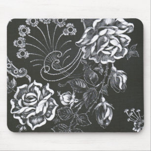 Black Nouveau-Blommigten...mousepad Musmatta