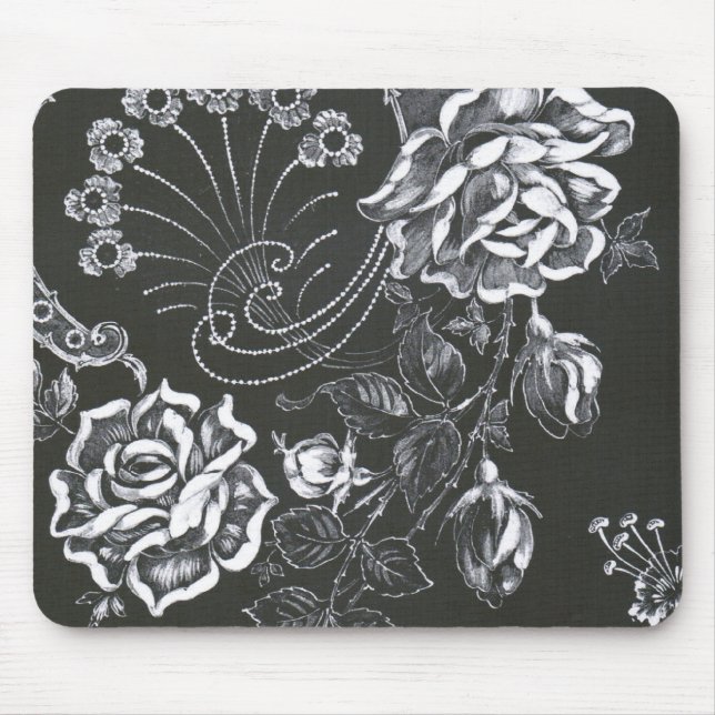 Black Nouveau-Blommigten...mousepad Musmatta (Framsidan)