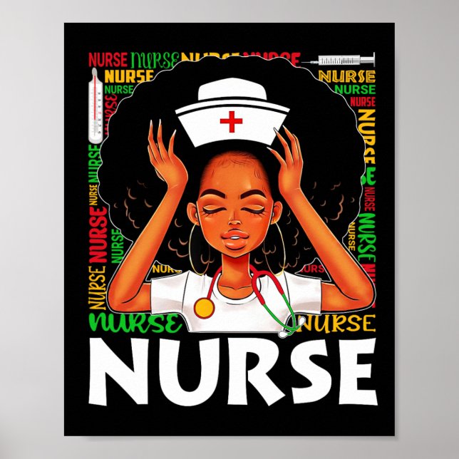 Black Nurse Afro Woman Junetelfte Black History Mo Poster (Framsidan)