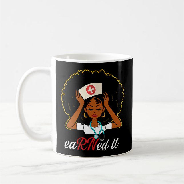 Black Nurse Earned It Rn Nurse Nursing Studenten Kaffemugg (Vänster)