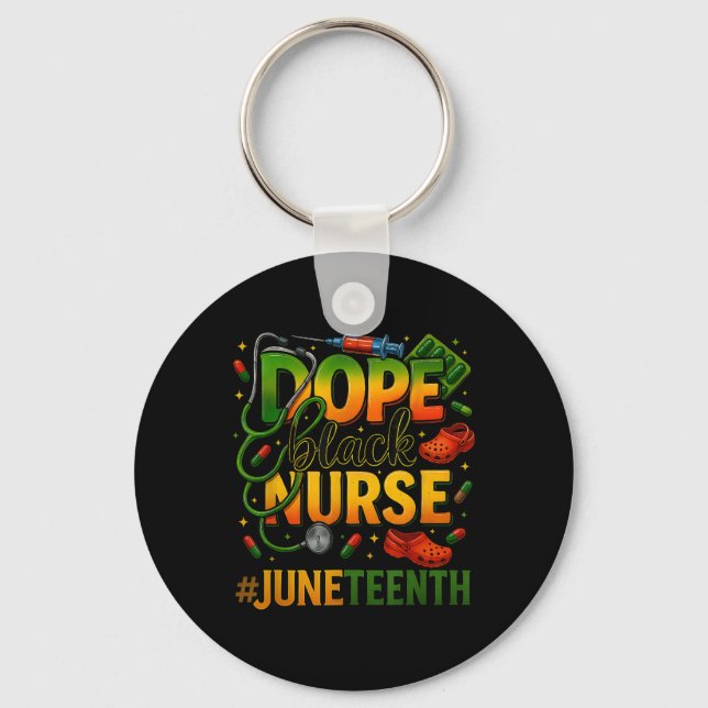 Black Nurse Junetteonde medicinska Pridet _1 Nyckelring (Framsida)