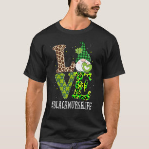 Black Nurse Kärlek St patricks day Gnome Leopard W T Shirt