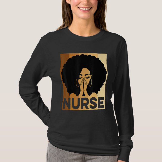 Black Nurse Melanin Afro Black History Pride Afric T Shirt (Framsida)