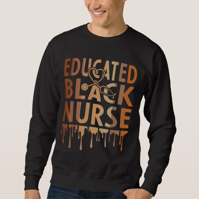 Black Nurse Melanin Nurse Educse Black History M Lång Ärmad Tröja (Framsida)