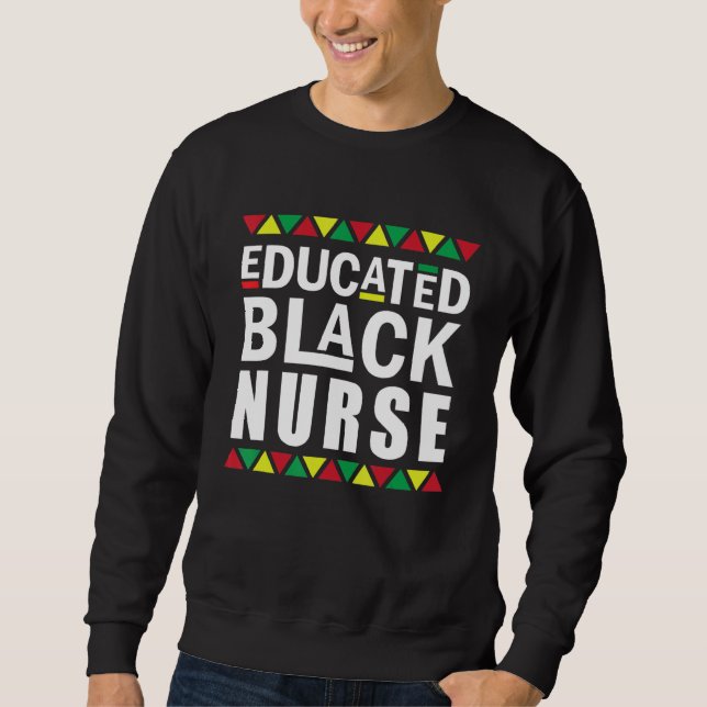 Black Nurse Melanin Nurse Educse Black History M Lång Ärmad Tröja (Framsida)
