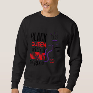 Black Nurse Queen Nursing School Studenten RN LPN Lång Ärmad Tröja