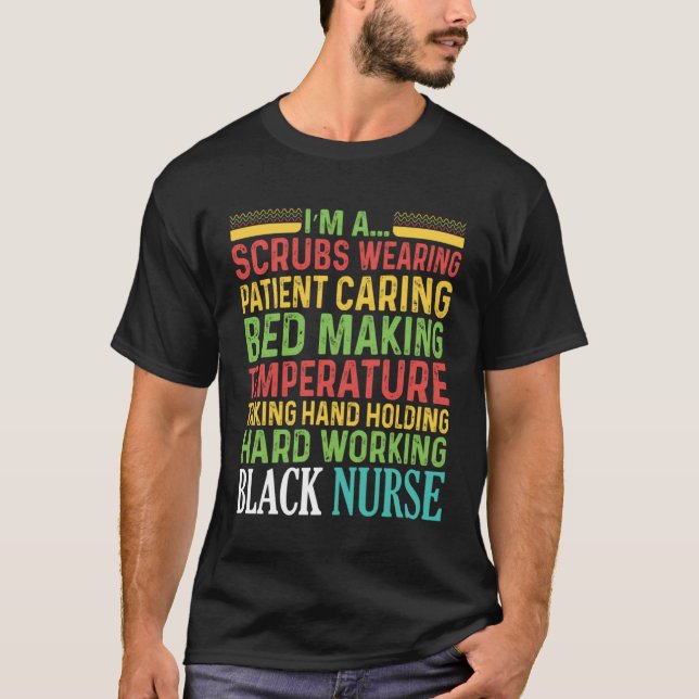 Black Nurse Wearing African American History T Shirt (Framsida)
