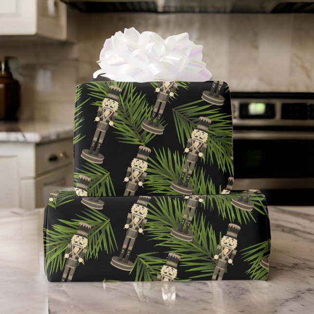 Black Nutcracker Soldier Grönt Spruce Presentpapper (Skapare uppladdad)