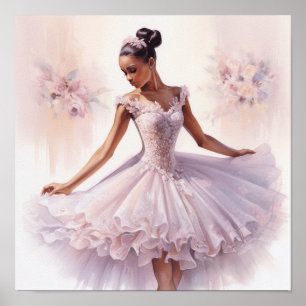 Black Nutcracker Sugar Plum Fairy in Rosa Tutu Poster