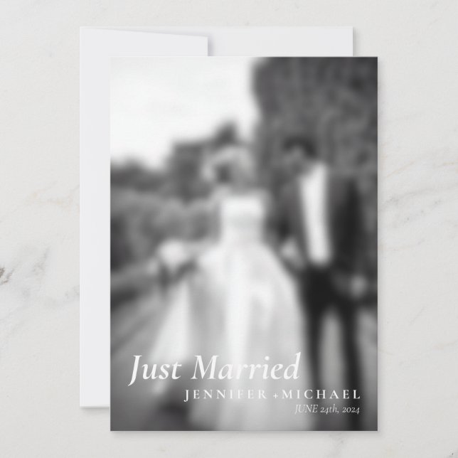 Black Ny gifta Elegant Simple Bröllop Photo Inbjudningar (Framsida)