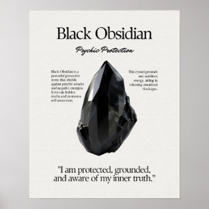 Black Obsidian Gem Crystal, meningskort Poster