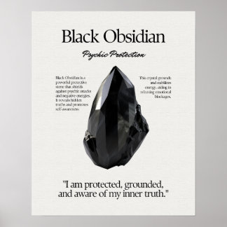 Black Obsidian Gem Crystal, meningskort Poster