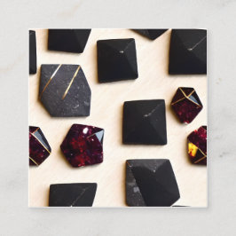 Black Obsidian och Garnet Guld Geometric Hexagon P Fyrkantigt Visitkort